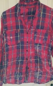 Acid washed plaid button down Vanilla Star Small
